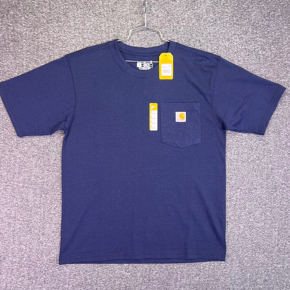 Carhartt K87 Shirt Mens Small Navy Blue Loose Workwear Heavyweight Cotton Pocket